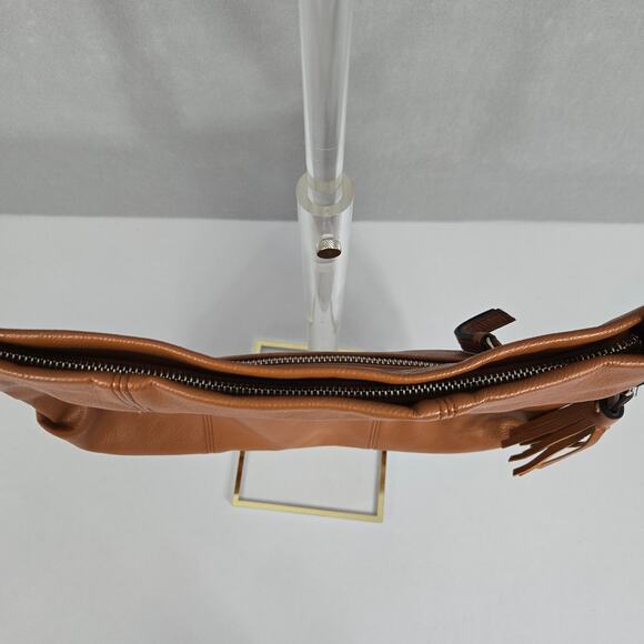 Liz Claiborne Tan Zipper Closure Satchel Shoulder Bag / Purse with Tassel Detail - Picture 3 of 14